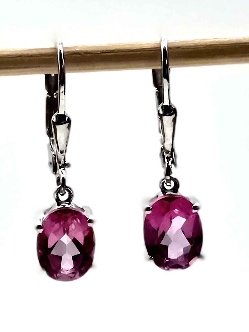 3.16 Ct Pink Topaz Earrings, 925 Sterling Silver Drop Earrings